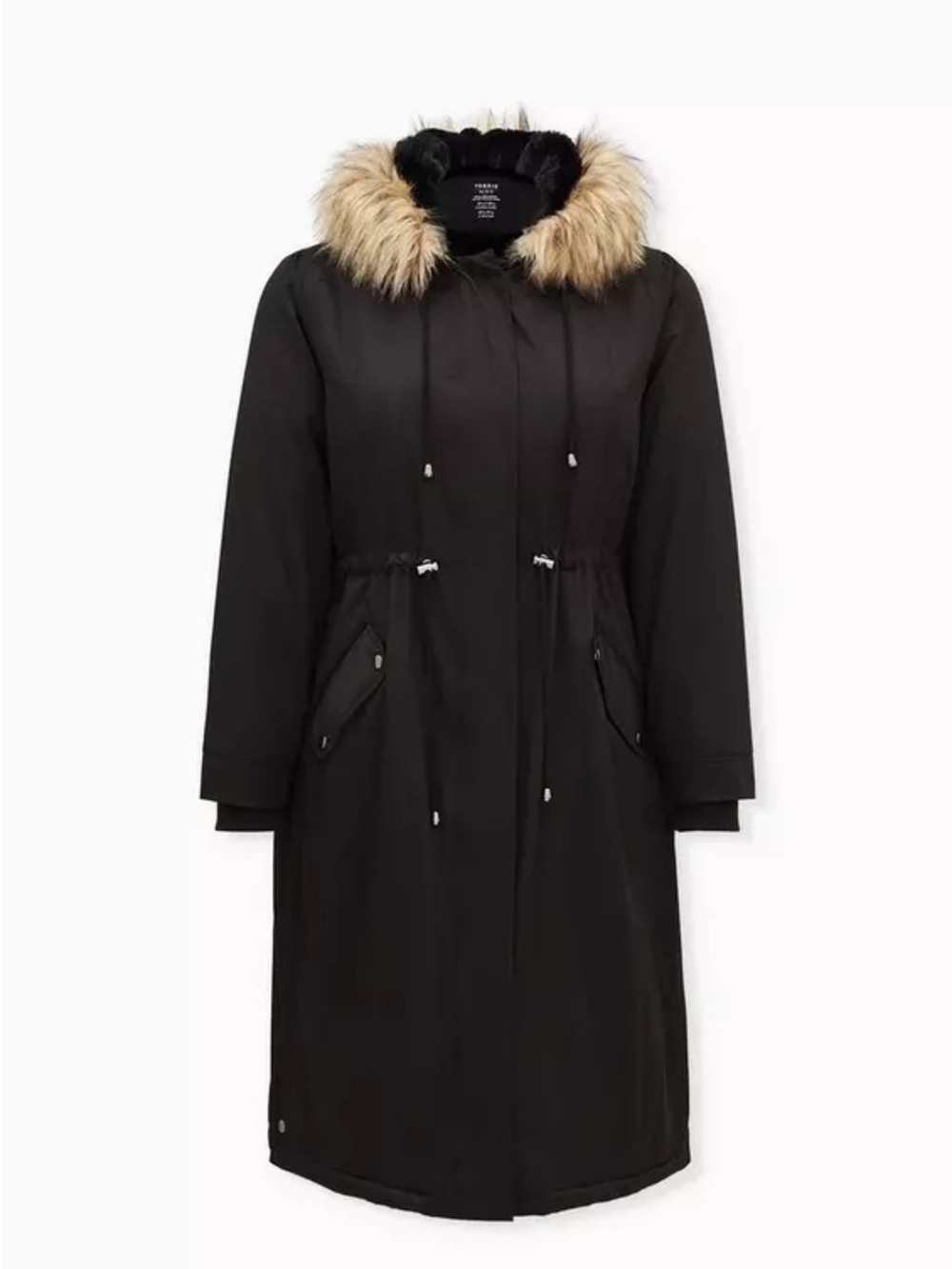 Torrid Black Nylon Hooded Longline Parka